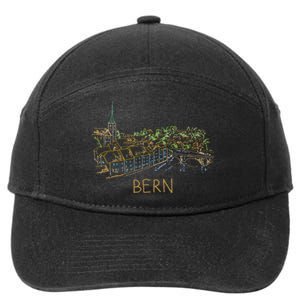 Bern Switzerland Unique Hand Drawn Art 7-Panel Snapback Hat