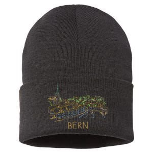 Bern Switzerland Unique Hand Drawn Art Sustainable Knit Beanie