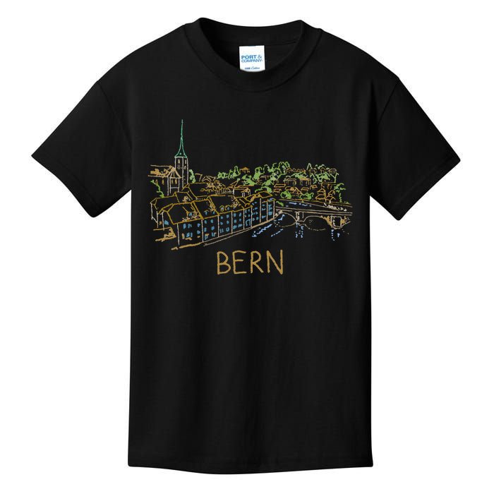 Bern Switzerland Unique Hand Drawn Art Kids T-Shirt