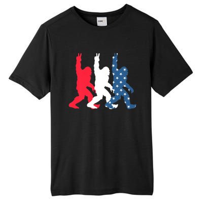 Bigfoot Sasquatch USA Flag Colors 4H Of July Patriotic Gift Tall Fusion ChromaSoft Performance T-Shirt