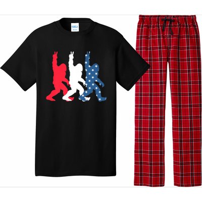 Bigfoot Sasquatch USA Flag Colors 4H Of July Patriotic Gift Pajama Set