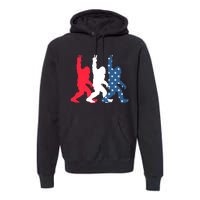 Bigfoot Sasquatch USA Flag Colors 4H Of July Patriotic Gift Premium Hoodie