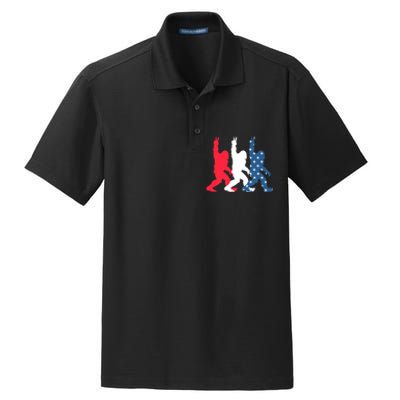 Bigfoot Sasquatch USA Flag Colors 4H Of July Patriotic Gift Dry Zone Grid Polo