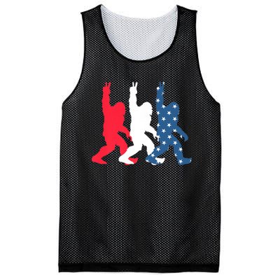 Bigfoot Sasquatch USA Flag Colors 4H Of July Patriotic Gift Mesh Reversible Basketball Jersey Tank