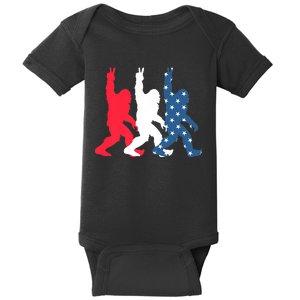 Bigfoot Sasquatch USA Flag Colors 4H Of July Patriotic Gift Baby Bodysuit