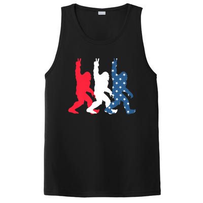 Bigfoot Sasquatch USA Flag Colors 4H Of July Patriotic Gift PosiCharge Competitor Tank