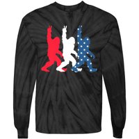 Bigfoot Sasquatch USA Flag Colors 4H Of July Patriotic Gift Tie-Dye Long Sleeve Shirt