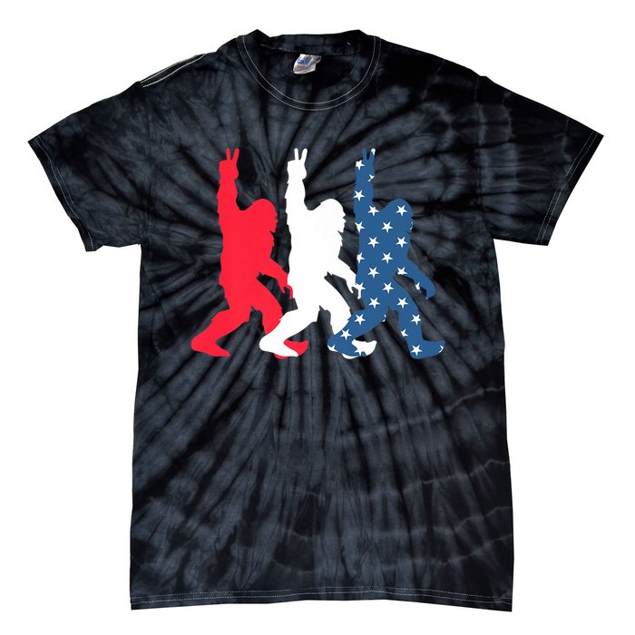 Bigfoot Sasquatch USA Flag Colors 4H Of July Patriotic Gift Tie-Dye T-Shirt