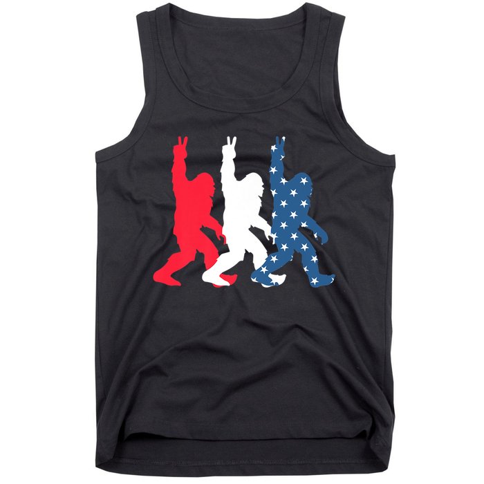 Bigfoot Sasquatch USA Flag Colors 4H Of July Patriotic Gift Tank Top