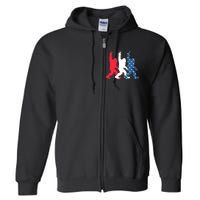 Bigfoot Sasquatch USA Flag Colors 4H Of July Patriotic Gift Full Zip Hoodie