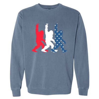 Bigfoot Sasquatch USA Flag Colors 4H Of July Patriotic Gift Garment-Dyed Sweatshirt