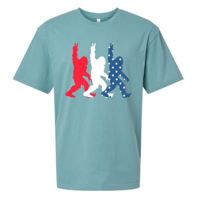 Bigfoot Sasquatch USA Flag Colors 4H Of July Patriotic Gift Sueded Cloud Jersey T-Shirt