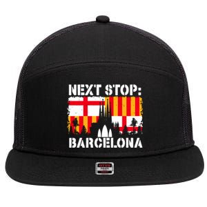 Barcelona Summer Vacation Trip Next Stop Spain Vacay Vibes Gift 7 Panel Mesh Trucker Snapback Hat