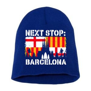 Barcelona Summer Vacation Trip Next Stop Spain Vacay Vibes Gift Short Acrylic Beanie