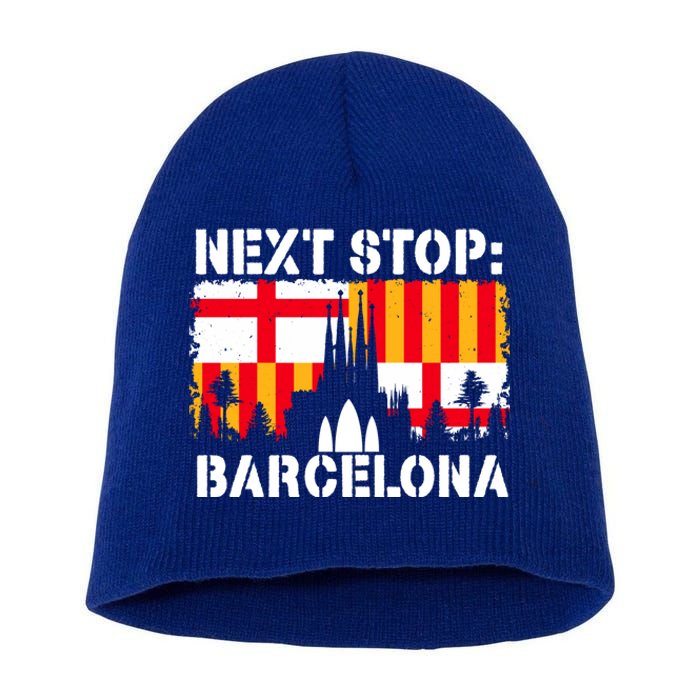 Barcelona Summer Vacation Trip Next Stop Spain Vacay Vibes Gift Short Acrylic Beanie