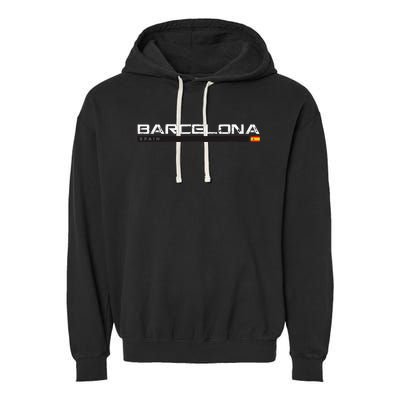 Barcelona Spain Vintage Retro Garment-Dyed Fleece Hoodie