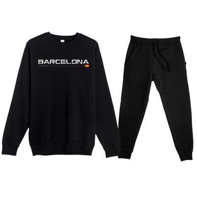 Barcelona Spain Vintage Retro Premium Crewneck Sweatsuit Set