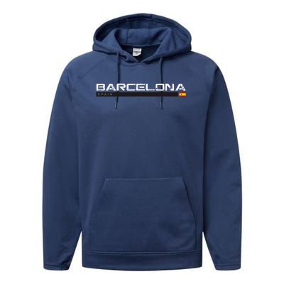 Barcelona Spain Vintage Retro Performance Fleece Hoodie