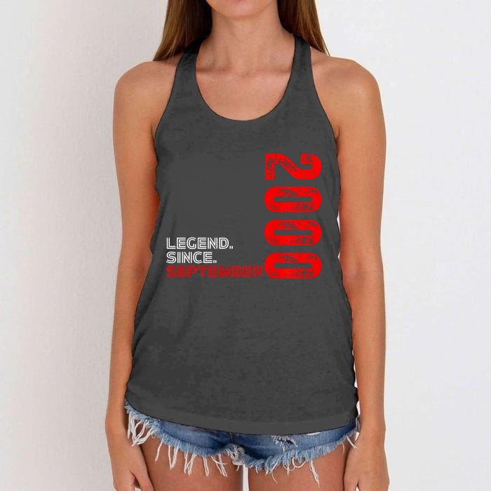 Born September Vintage Birthday Legend Since September 2000 Women's Knotted Racerback Tank