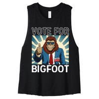 Bigfoot Sasquatch Vote For President Usa 2024 Women's Racerback Cropped Tank