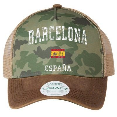 Barcelona Spain Vintage Athletic Sports Legacy Tie Dye Trucker Hat