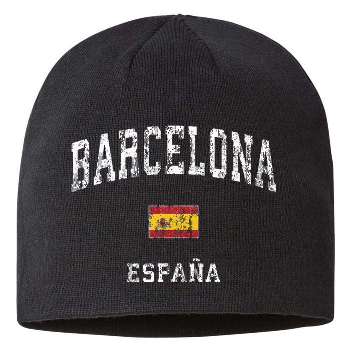 Barcelona Spain Vintage Athletic Sports Sustainable Beanie