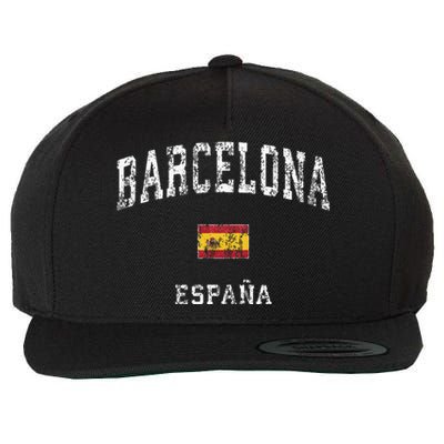 Barcelona Spain Vintage Athletic Sports Wool Snapback Cap