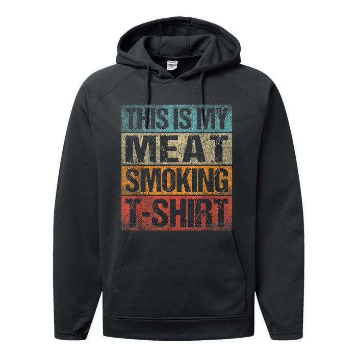 BBQ Smoker Vintage Retro This Is My Meat Smoking BBQ Performance Fleece Hoodie