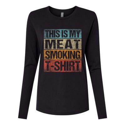 BBQ Smoker Vintage Retro This Is My Meat Smoking BBQ Womens Cotton Relaxed Long Sleeve T-Shirt