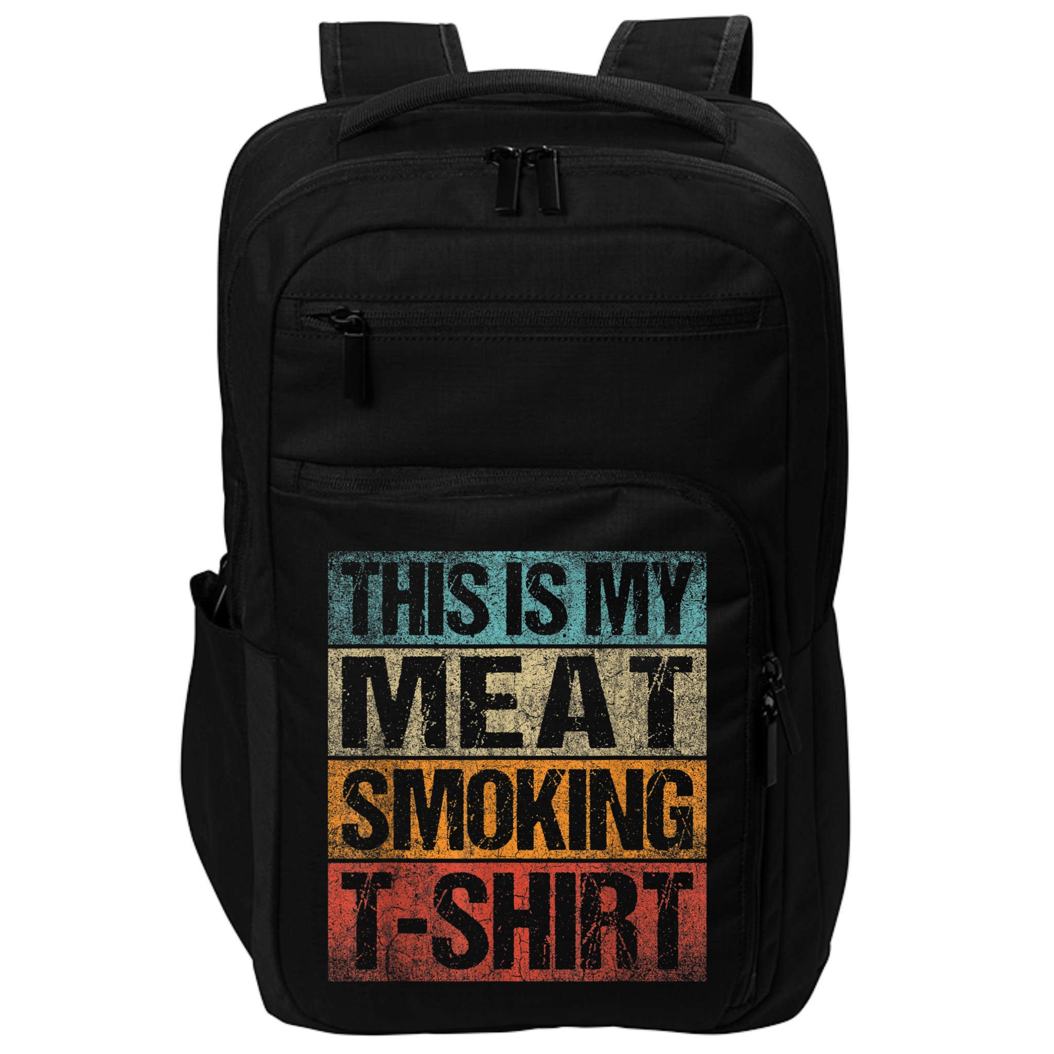 BBQ Smoker Vintage Retro This Is My Meat Smoking BBQ Impact Tech Backpack