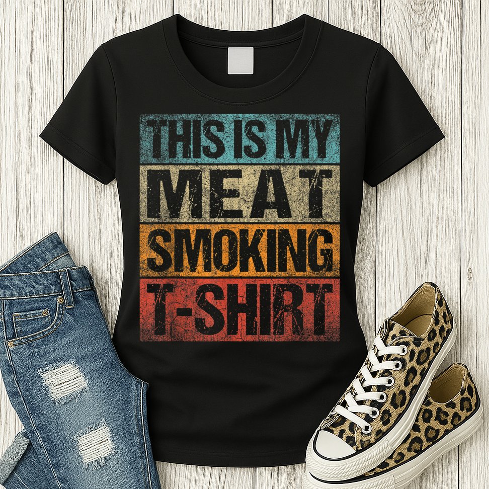 BBQ Smoker Vintage Retro This Is My Meat Smoking BBQ Womens T-Shirt
