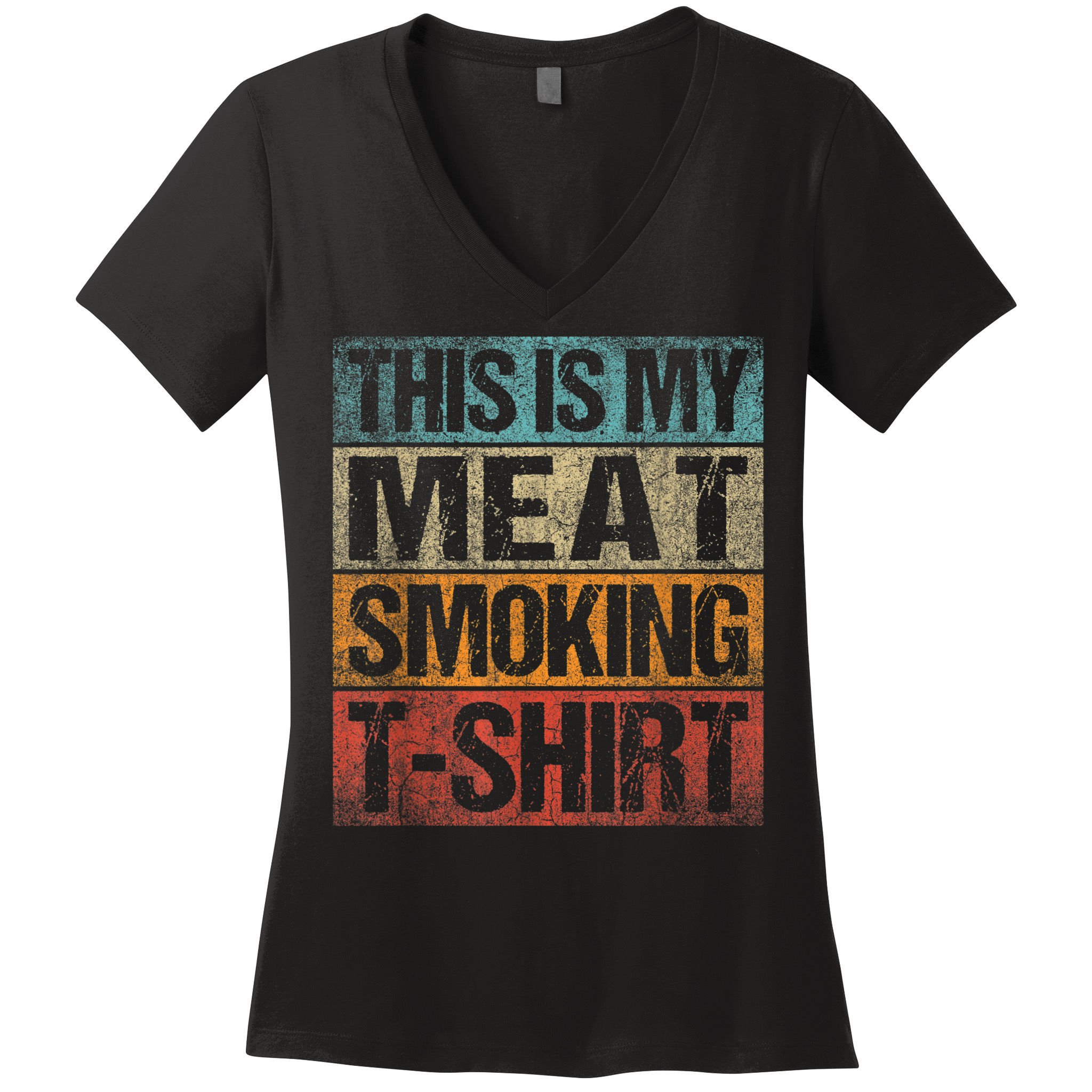BBQ Smoker Vintage Retro This Is My Meat Smoking BBQ Women's V-Neck T-Shirt