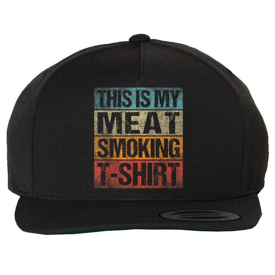 BBQ Smoker Vintage Retro This Is My Meat Smoking BBQ Wool Snapback Cap