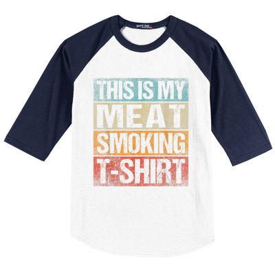 BBQ Smoker Vintage Retro This Is My Meat Smoking BBQ Baseball Sleeve Shirt