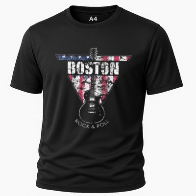Boston Souvenir Vintage American Flag Guitar Player Rock Performance Shirt