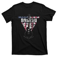 Boston Souvenir Vintage American Flag Guitar Player Rock T-Shirt