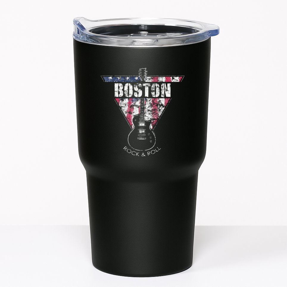 Boston Souvenir Vintage American Flag Guitar Player Rock Tumbler