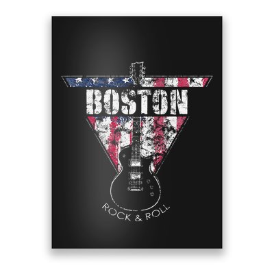 Boston Souvenir Vintage American Flag Guitar Player Rock Poster