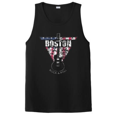 Boston Souvenir Vintage American Flag Guitar Player Rock PosiCharge Competitor Tank