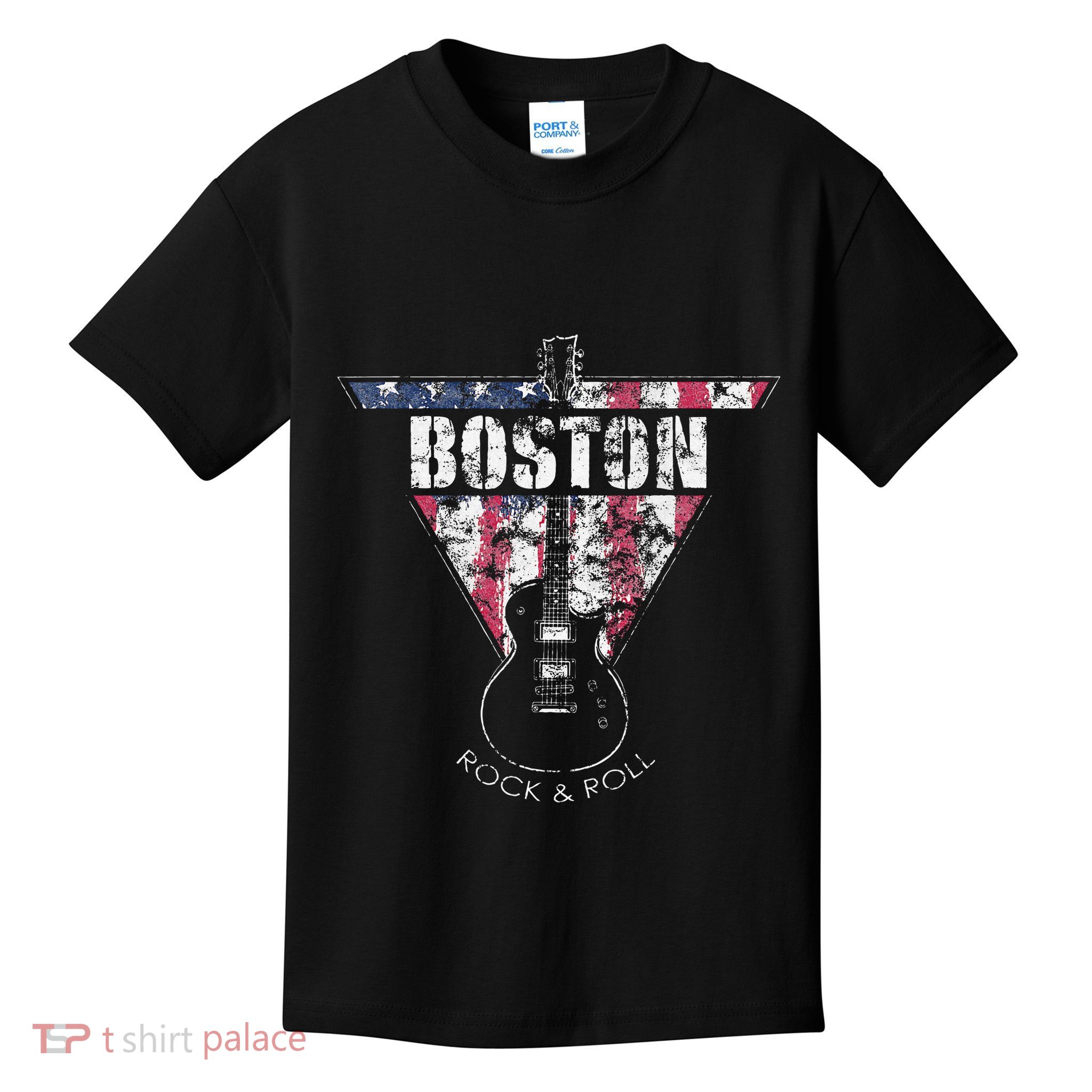 Boston Souvenir Vintage American Flag Guitar Player Rock Kids T-Shirt