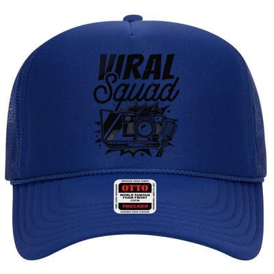 Blog Squad Vlogger Social Media Vlogging Blogging Blogger High Crown Mesh Back Trucker Hat