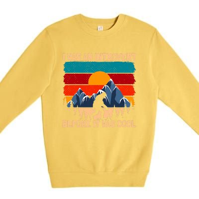 Bigfoot Sasquatch Vintage Retro Sunset Introvert Camp Premium Crewneck Sweatshirt