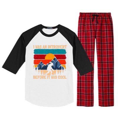 Bigfoot Sasquatch Vintage Retro Sunset Introvert Camp Raglan Sleeve Pajama Set