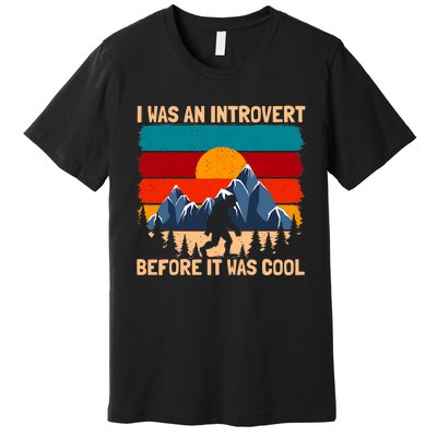 Bigfoot Sasquatch Vintage Retro Sunset Introvert Camp Premium T-Shirt