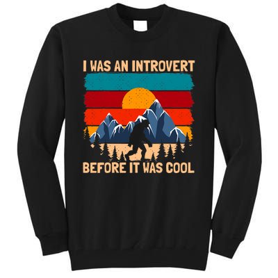 Bigfoot Sasquatch Vintage Retro Sunset Introvert Camp Tall Sweatshirt