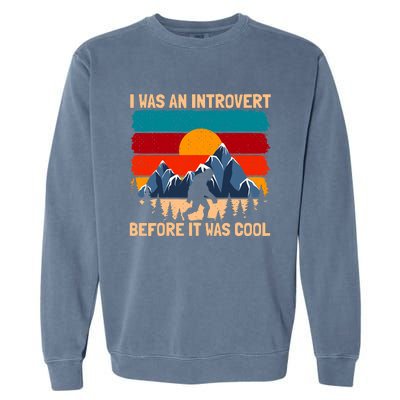 Bigfoot Sasquatch Vintage Retro Sunset Introvert Camp Garment-Dyed Sweatshirt