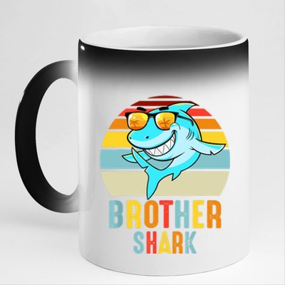 Brother Shark Vintage Retro Pajamas Shark Lover Father's Day 11oz Black Color Changing Mug