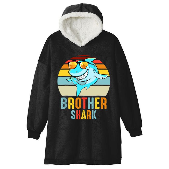 Brother Shark Vintage Retro Pajamas Shark Lover Father's Day Hooded Wearable Blanket