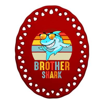 Brother Shark Vintage Retro Pajamas Shark Lover Father's Day Ceramic Oval Ornament