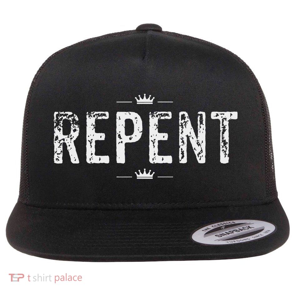 Bible Scripture Verses Repent Christian Flat Bill Trucker Hat